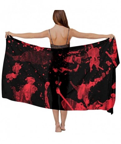 Cover-Ups Women's Chiffon Classic Horror Blood Splatter Black Red Scarf Soft Sunscreen Beach Swimsuit Bikini Cover Up Elegant...