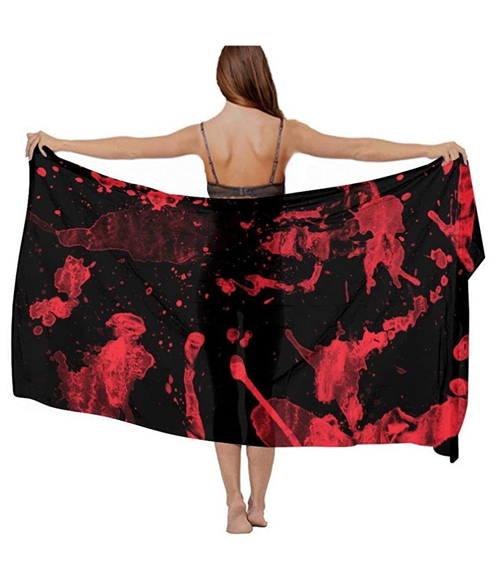 Cover-Ups Women's Chiffon Classic Horror Blood Splatter Black Red Scarf Soft Sunscreen Beach Swimsuit Bikini Cover Up Elegant...