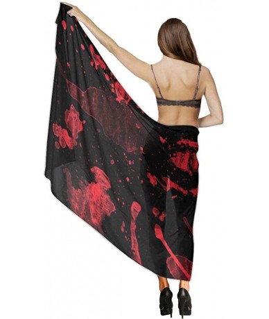 Cover-Ups Women's Chiffon Classic Horror Blood Splatter Black Red Scarf Soft Sunscreen Beach Swimsuit Bikini Cover Up Elegant...