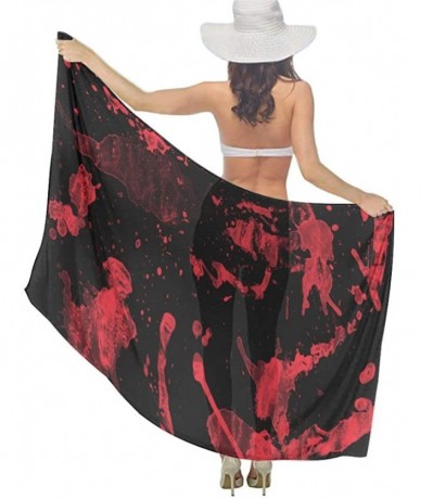 Cover-Ups Women's Chiffon Classic Horror Blood Splatter Black Red Scarf Soft Sunscreen Beach Swimsuit Bikini Cover Up Elegant...