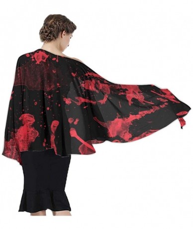 Cover-Ups Women's Chiffon Classic Horror Blood Splatter Black Red Scarf Soft Sunscreen Beach Swimsuit Bikini Cover Up Elegant...