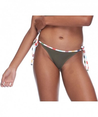 Bottoms Women's Tiki Tie Side Cheeky Bikini Bottom Swimsuit - Amazonia Stripe - CP18ICHZNYW $32.02