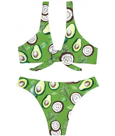 Sets Women's Bikini Swimsuit Fruit Floral Print Hawaiian Two Piece Bathing Suit Swimwear - Avocado - C019723M6WL $41.42