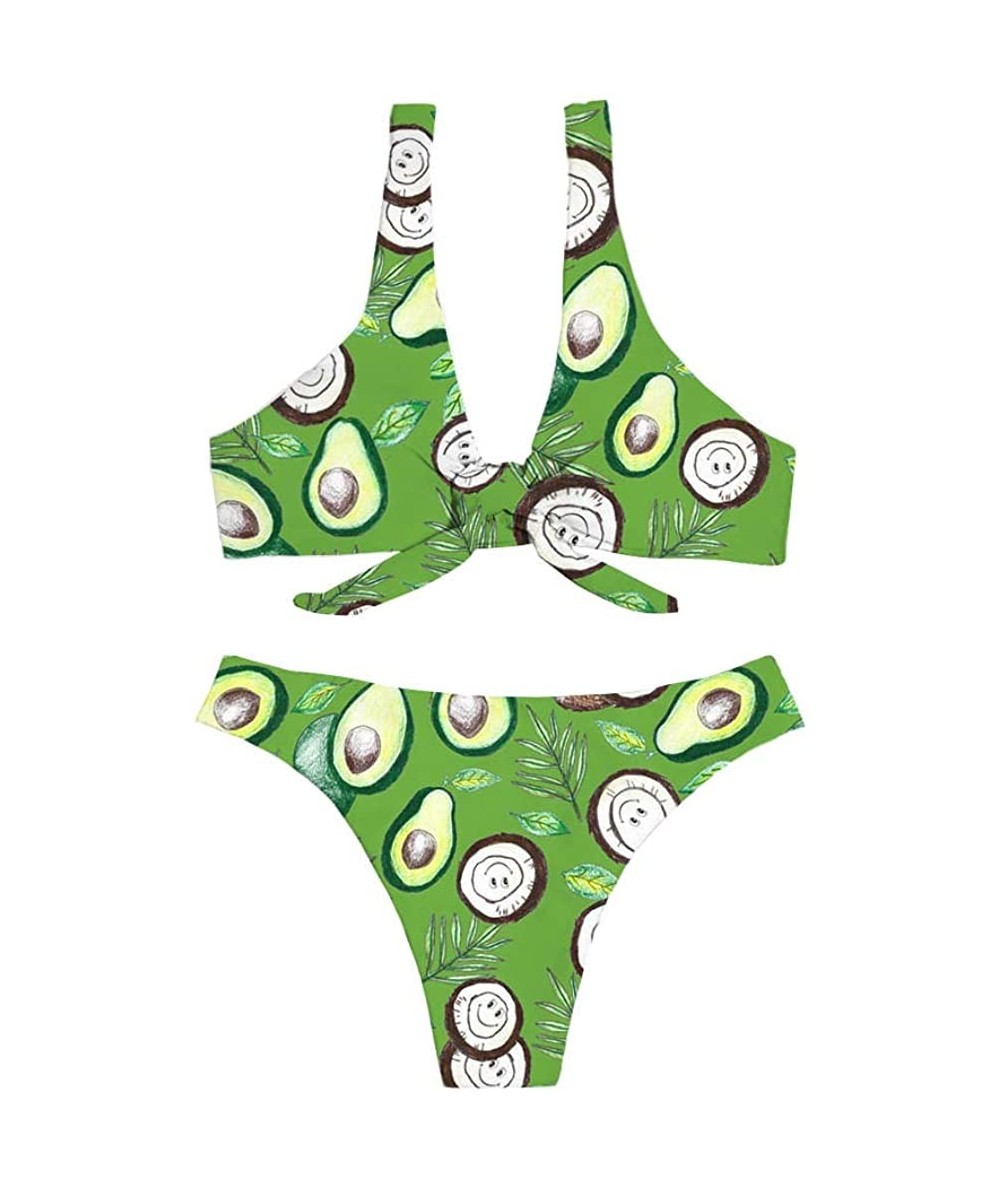 Sets Women's Bikini Swimsuit Fruit Floral Print Hawaiian Two Piece Bathing Suit Swimwear - Avocado - C019723M6WL $41.42