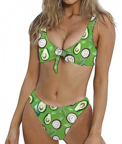 Sets Women's Bikini Swimsuit Fruit Floral Print Hawaiian Two Piece Bathing Suit Swimwear - Avocado - C019723M6WL $41.42