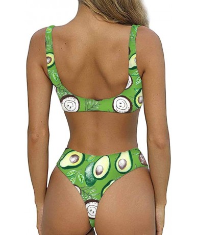 Sets Women's Bikini Swimsuit Fruit Floral Print Hawaiian Two Piece Bathing Suit Swimwear - Avocado - C019723M6WL $41.42