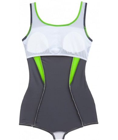 One-Pieces Women's Isabel Boyleg One Piece Athletic Swimsuit - Dark Grey-green - C5184C2DWHN $60.30