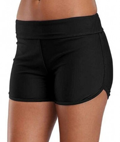 Racing Women's Swim Shorts High Waist Shorts Boardshorts Beach Bikini Tankini Swimwear Leg Bottoms - Black - C9199NG620X $25.83