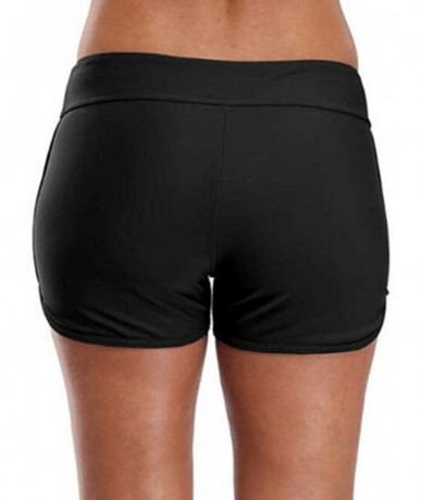 Racing Women's Swim Shorts High Waist Shorts Boardshorts Beach Bikini Tankini Swimwear Leg Bottoms - Black - C9199NG620X $25.83