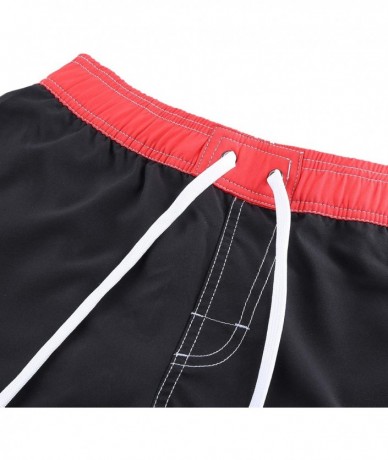 Tankinis Women Board Shorts Swimwear Trunks Sports Quick Dry Swim Bottom with Inner Liner - Black and Red - C018WL9RAW0 $39.78