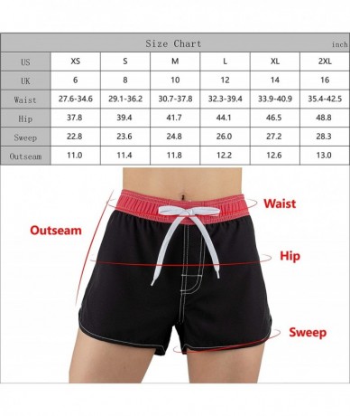 Tankinis Women Board Shorts Swimwear Trunks Sports Quick Dry Swim Bottom with Inner Liner - Black and Red - C018WL9RAW0 $39.78