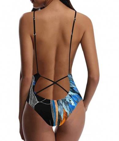 One-Pieces Ethnic African Women with Jar V-Neck Women Lacing Backless One-Piece Swimsuit Bathing Suit XS-3XL - Design 9 - CS1...