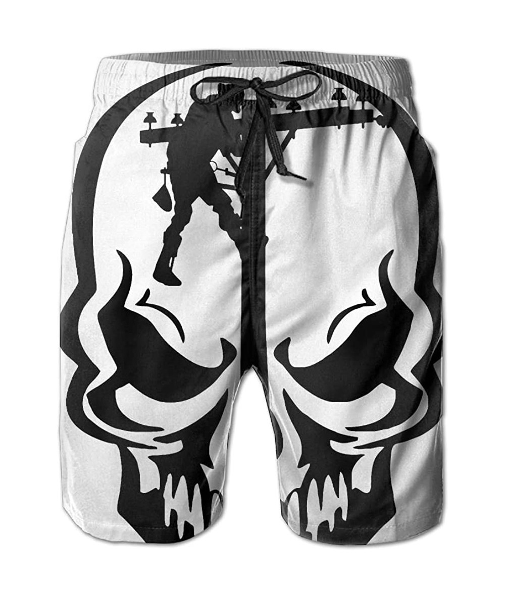 Trunks Lineman Skull Electrician Power Men Summer Casual Swim Trunks Shorts Quick Dry Beach Shorts with Pockets - White - CB1...