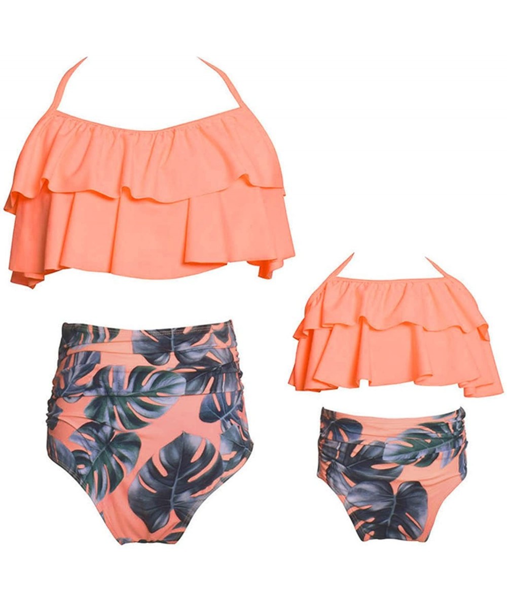 Sets Summer Cute Baby Girls Bikini Set Family Matching Swimwear Mommy and Me Swimsuit（ - Peach - C118D7C9AZC $32.55