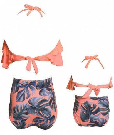 Sets Summer Cute Baby Girls Bikini Set Family Matching Swimwear Mommy and Me Swimsuit（ - Peach - C118D7C9AZC $32.55