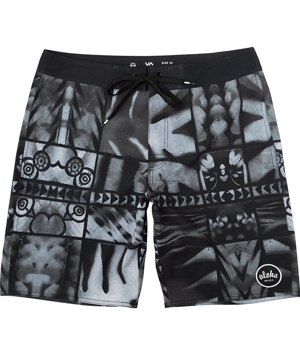 Board Shorts Men's Ancell Flora Trunk - Black - CI17YHNQO05 $63.84