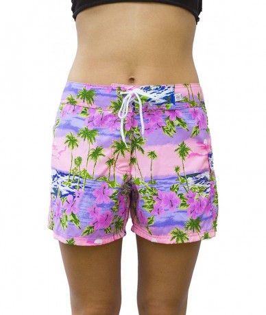 Board Shorts Women's Blue Lagoon Full Cut Boardshort with Normal Waistline - Purple Pink - C211MDIPT37 $66.10