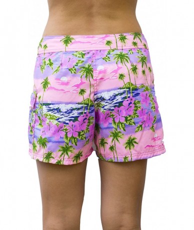 Board Shorts Women's Blue Lagoon Full Cut Boardshort with Normal Waistline - Purple Pink - C211MDIPT37 $66.10