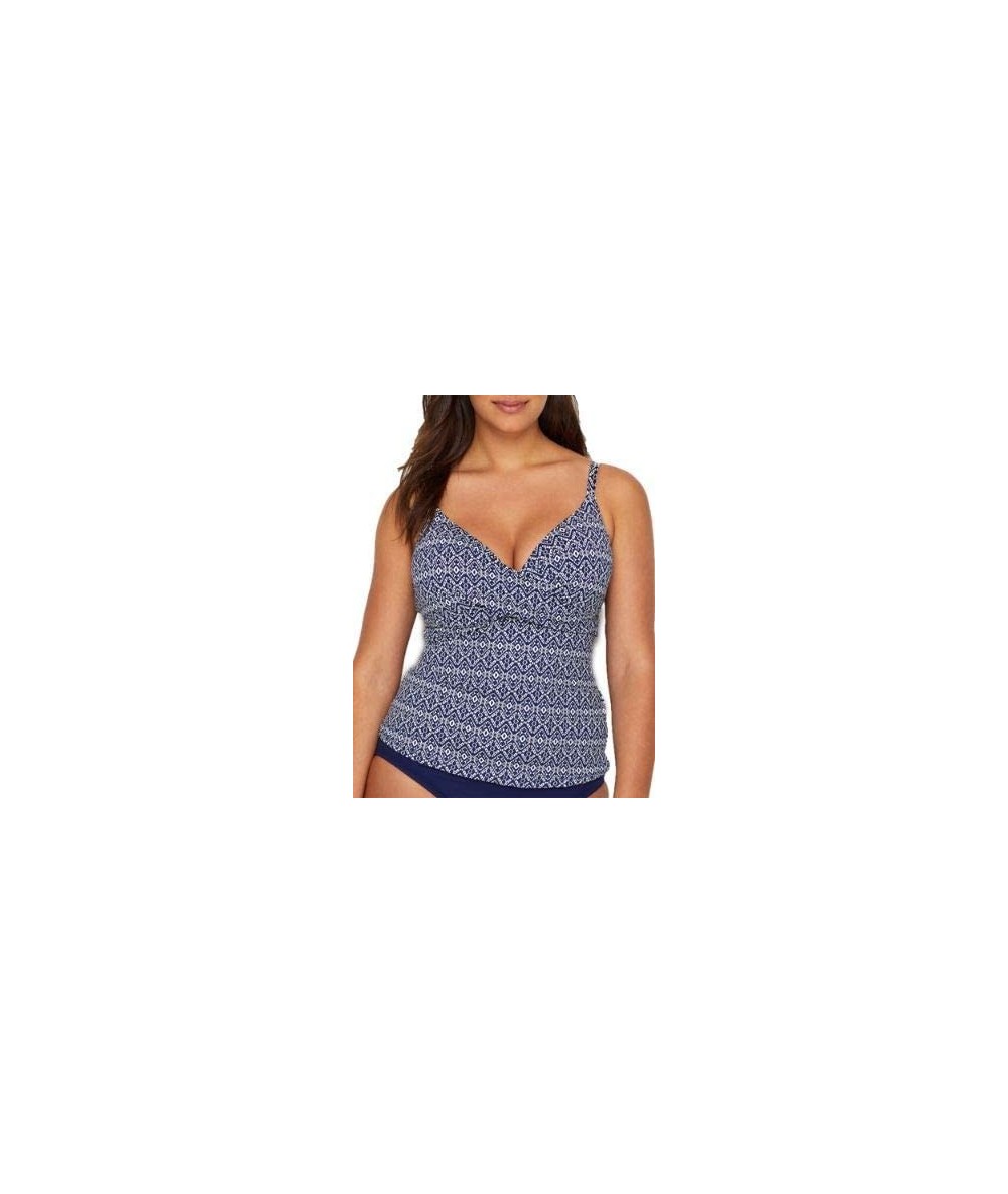 Tops Women's Twist Front Underwire Tankini Swimsuit Top Pushup - Tile Print - C718M594MD7 $74.12