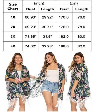 Cover-Ups Womens Plus Size Floral Chiffon Cardigan Summer Kimono Sheer Beach Swimsuit Cover Ups - 02-green - C2198XH5A6R $20.06