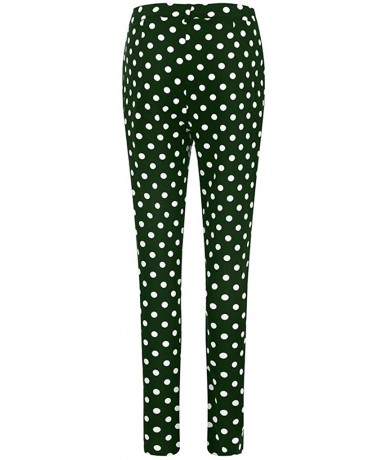 Rash Guards Women's Casual Pants Mid Waist Polka Dot Printing Comfortable Slim Trouser with Pockets - Green - CP18A8UO792 $26.03