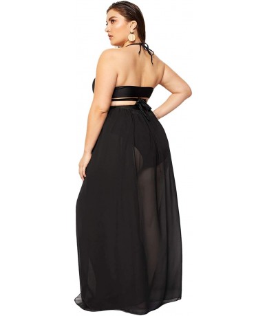 Cover-Ups Women's Sheer Beach Swimwear Cover Up Wrap Skirt - Black-1 - CZ18WAGQRCG $29.06