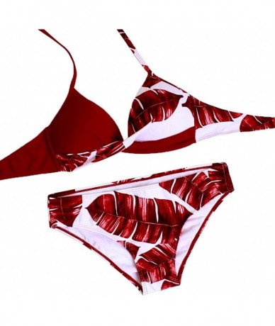 Sets Womens Padded Push-Up Bra Bikini Set Swimsuit Bathing Suit Swimwear Beachwe - Red - CT190Z48O0R $24.07