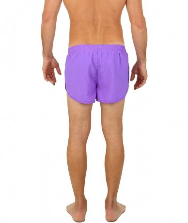 Trunks Men's Basic Running Shorts Swimwear Trunks - Neon Purple - CS11VXW8VNT $32.52