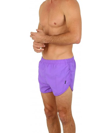 Trunks Men's Basic Running Shorts Swimwear Trunks - Neon Purple - CS11VXW8VNT $32.52