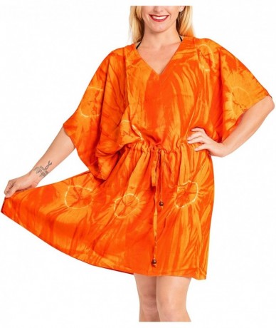 Cover-Ups Women's Midi Beach Dress Boho Flowy Party Dress Tunic T-Shirt Printed - Summer Orange_b253 - CA189IWXKCZ $33.77