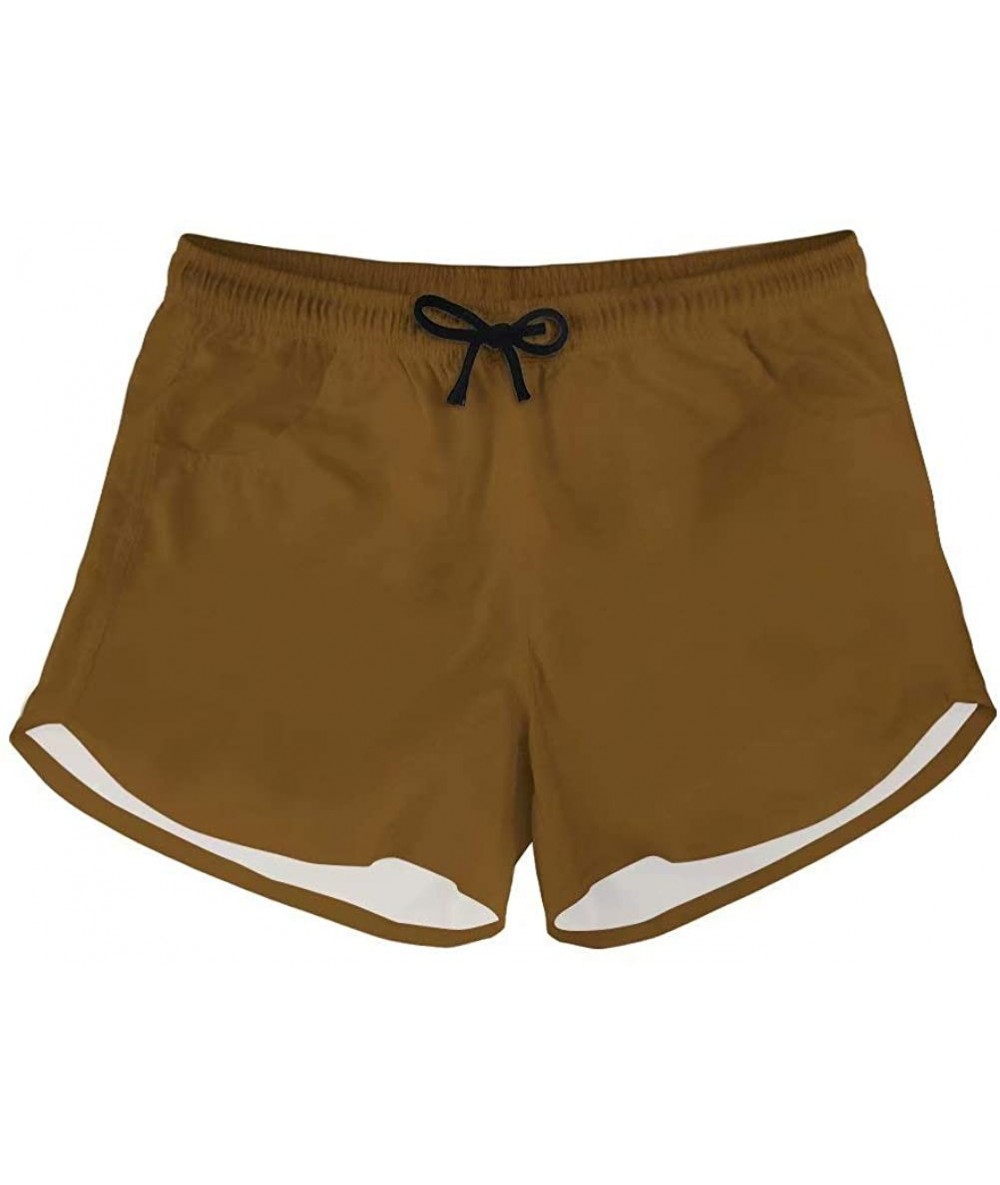 Board Shorts Womens Board Short Side Pocket Swim Bottom Trunks Quick Dry - Brown - CN18S44D0D8 $34.92