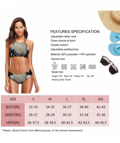 Bottoms Womens High Neck Halter Bikini Set Sexy Swimsuit Up Bathing Suit Tankini - Color7 - C5199NEEW3A $57.96