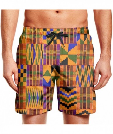 Board Shorts Mens Swim Trunks Flag of Texas State Quick Dry Printed Beach Shorts Casual - Ghana Kente Cloth - CP18TKQ7AZ9 $58.07