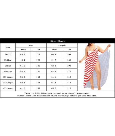 Cover-Ups Womens Plus Size Swim Cover Ups Spaghetti Strap Beach Backless Wrap Long Dress - American Flag - CY18QRWA3EG $31.05