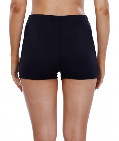 Bottoms Women's Stretch Swim Bottom Sport Board Shorts Solid Tankini Shorts - Black Basic - CW12LYLTUBP $34.60