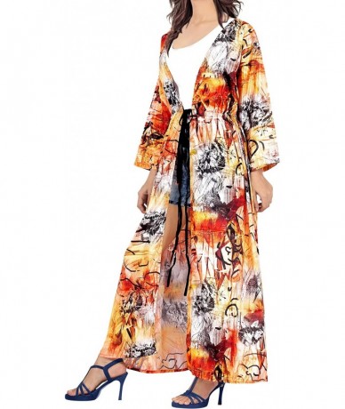 Cover-Ups Women's One Size Loose Blouse Tops Summer Kimono Cardigan Maxi Dress - Pumpkin Orange_a775 - CM18R40U3ZA $40.47