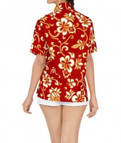 Cover-Ups Womens Hawaiian Blouse Shirt Dress Shirts Short Sleeve Shirts Printed A - Red_w910 - CN12N3892BS $30.32