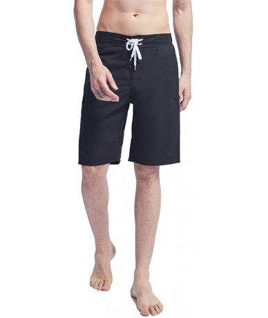 Trunks Men's Swim Trunks Quick Dry Beach Shorts Bathing Suits with Pockets - B-pure Black - C618UQ320XH $40.82