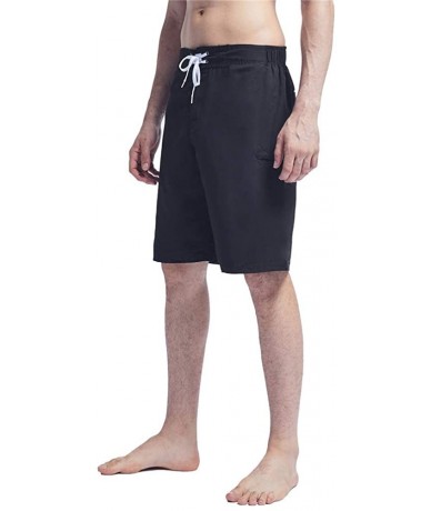 Trunks Men's Swim Trunks Quick Dry Beach Shorts Bathing Suits with Pockets - B-pure Black - C618UQ320XH $40.82