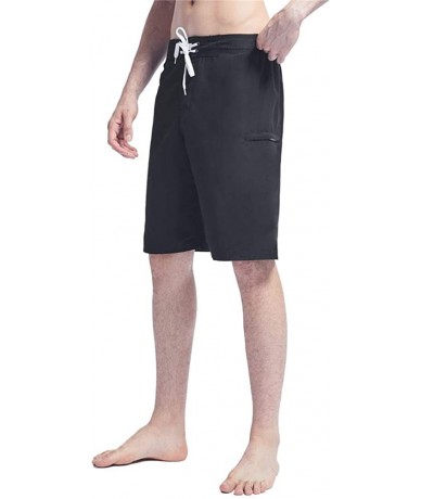 Trunks Men's Swim Trunks Quick Dry Beach Shorts Bathing Suits with Pockets - B-pure Black - C618UQ320XH $40.82