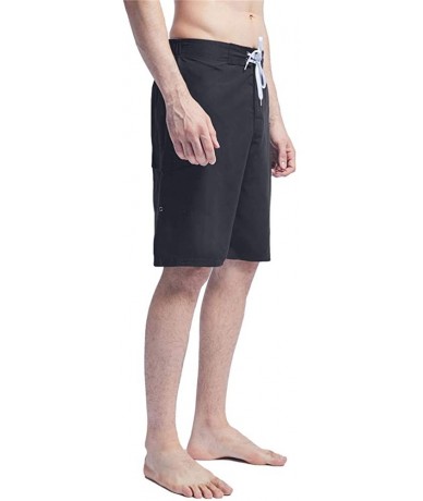 Trunks Men's Swim Trunks Quick Dry Beach Shorts Bathing Suits with Pockets - B-pure Black - C618UQ320XH $40.82