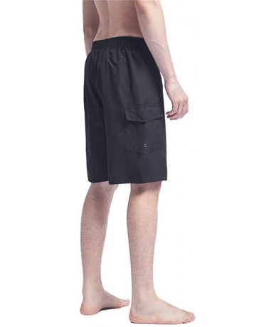 Trunks Men's Swim Trunks Quick Dry Beach Shorts Bathing Suits with Pockets - B-pure Black - C618UQ320XH $40.82