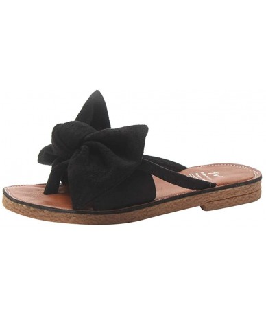 One-Pieces Sandals for Women Flat Slide Sandals for Women Cork Sole Canvas Cute Knot Bow Womens Slides Sandals for Women Z1 b...