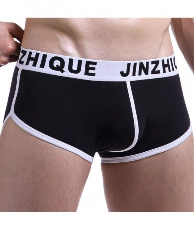 Briefs Mens Splicing Knickers Soft Breathable Underpants Sexy Briefs Underwear Sports Shorts - Black - CN18QN5I2LL $20.04