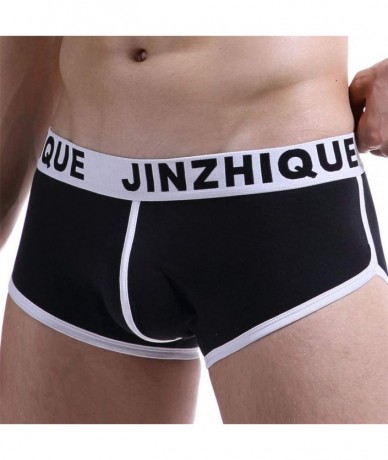 Briefs Mens Splicing Knickers Soft Breathable Underpants Sexy Briefs Underwear Sports Shorts - Black - CN18QN5I2LL $20.04