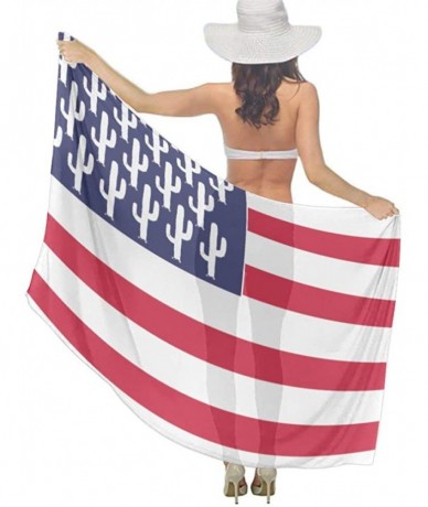 Cover-Ups Women Chiffon Sarong Beach Bikini Cover Up Wedding Party Shawls Wraps - Cactus Usa Flag - C9190HHR0U7 $44.78