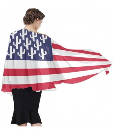 Cover-Ups Women Chiffon Sarong Beach Bikini Cover Up Wedding Party Shawls Wraps - Cactus Usa Flag - C9190HHR0U7 $44.78