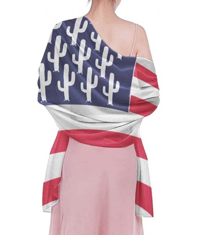 Cover-Ups Women Chiffon Sarong Beach Bikini Cover Up Wedding Party Shawls Wraps - Cactus Usa Flag - C9190HHR0U7 $44.78