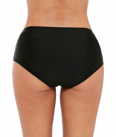 Tankinis Women's Bikini Bottom Retro High Waisted Swim Briefs Swimwear Shorts - Black(ruched) - CC18L2G7Y4Q $32.20