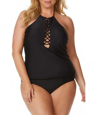 Sets Samba Radar High Neck Halter Tankini Top - Black - CE18MDHDITL $47.56